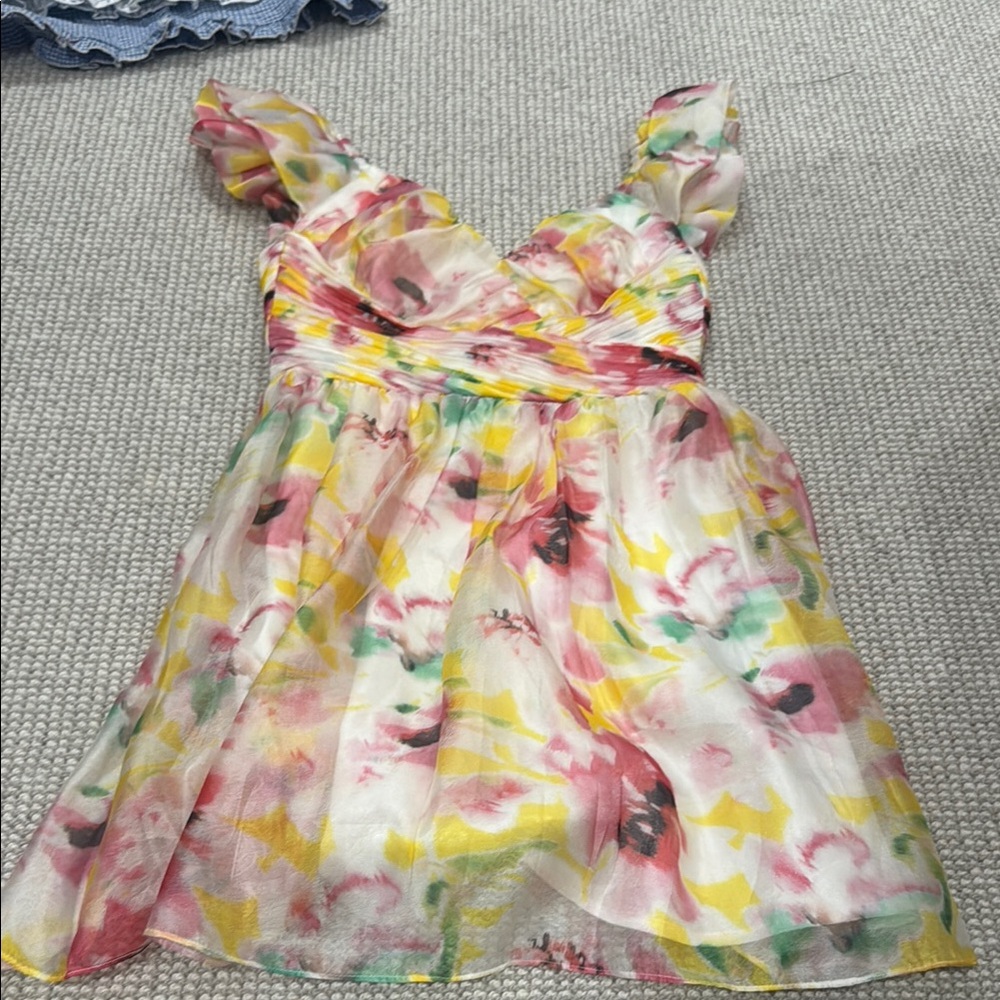 Aqua floral mini dress